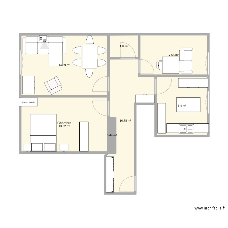 Strasbourg 4. Plan de 7 pièces et 57 m2