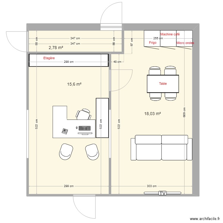 Bureau garage. Plan de 3 pièces et 36 m2