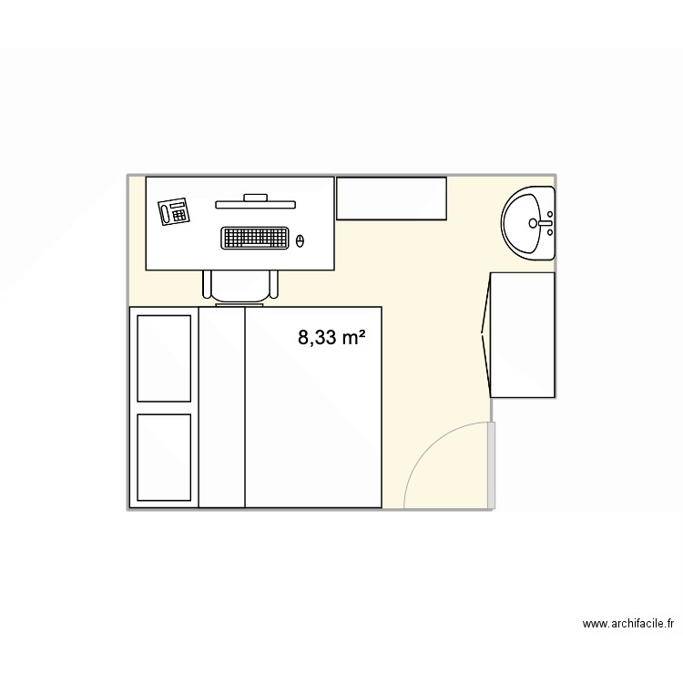 Kot bruyères 11. Plan de 1 pièce et 8 m2