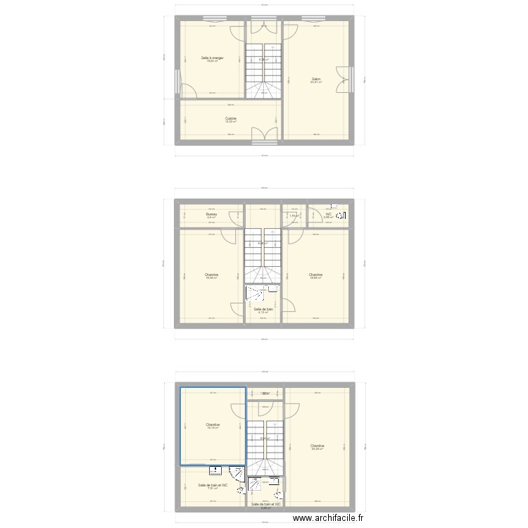 Maison Bièvres. Plan de 17 pièces et 177 m2