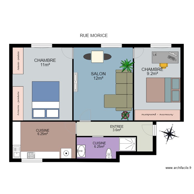 PLAN CLICHY. Plan de 6 pièces et 143 m2