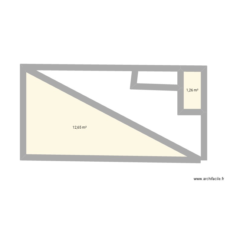 Triangle. Plan de 2 pièces et 14 m2