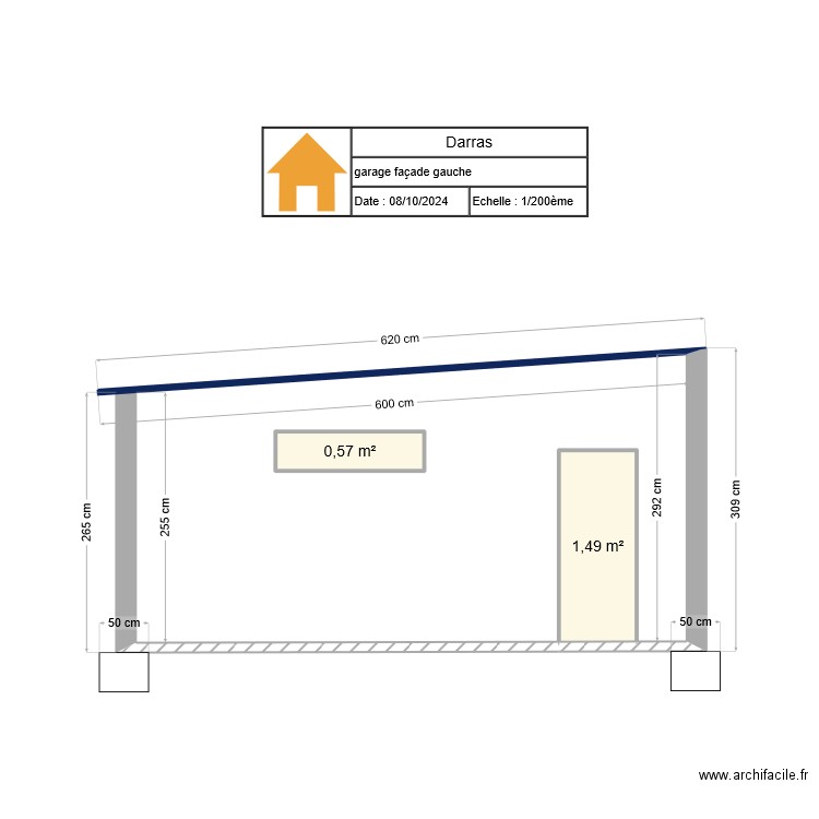 Darras. Plan de 2 pièces et 2 m2