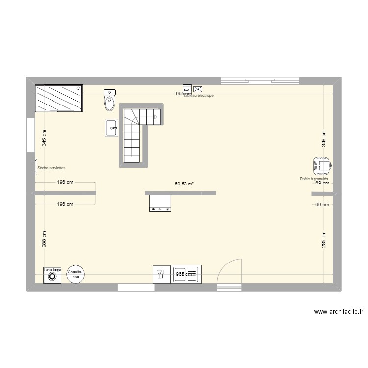 Tony sous-sol ter. Plan de 2 pièces et 63 m2