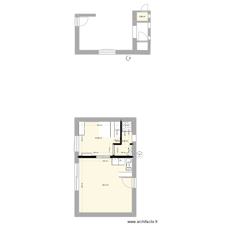 Garage. Plan de 4 pièces et 37 m2