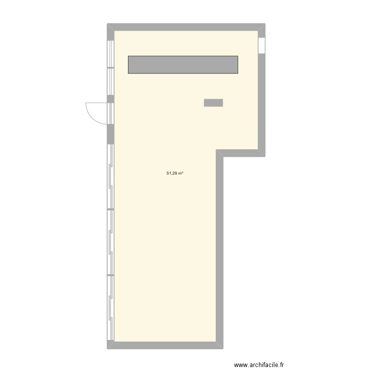 Restaurant. Plan de 1 pièce et 51 m2