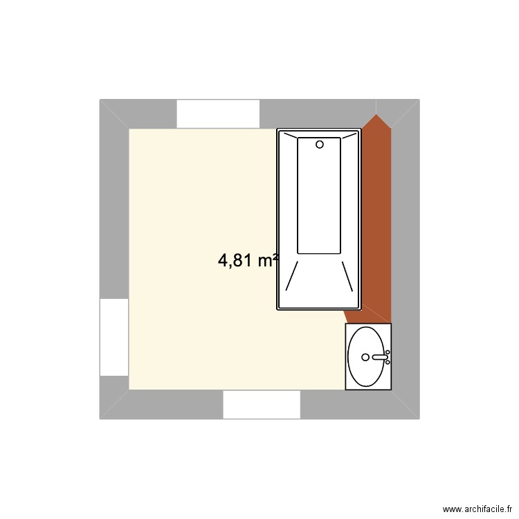 sdb. Plan de 1 pièce et 5 m2