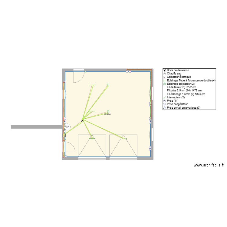 Garage. Plan de 1 pièce et 59 m2