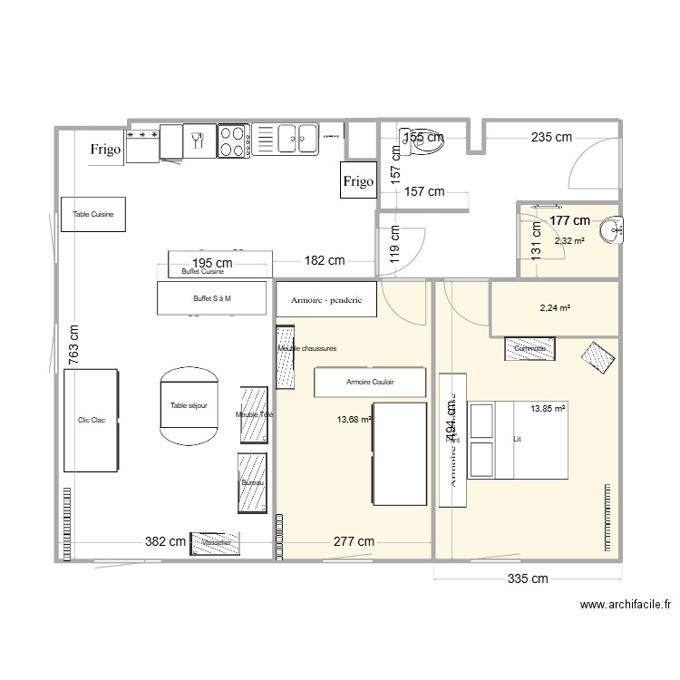 Appartement 2. Plan de 4 pièces et 32 m2