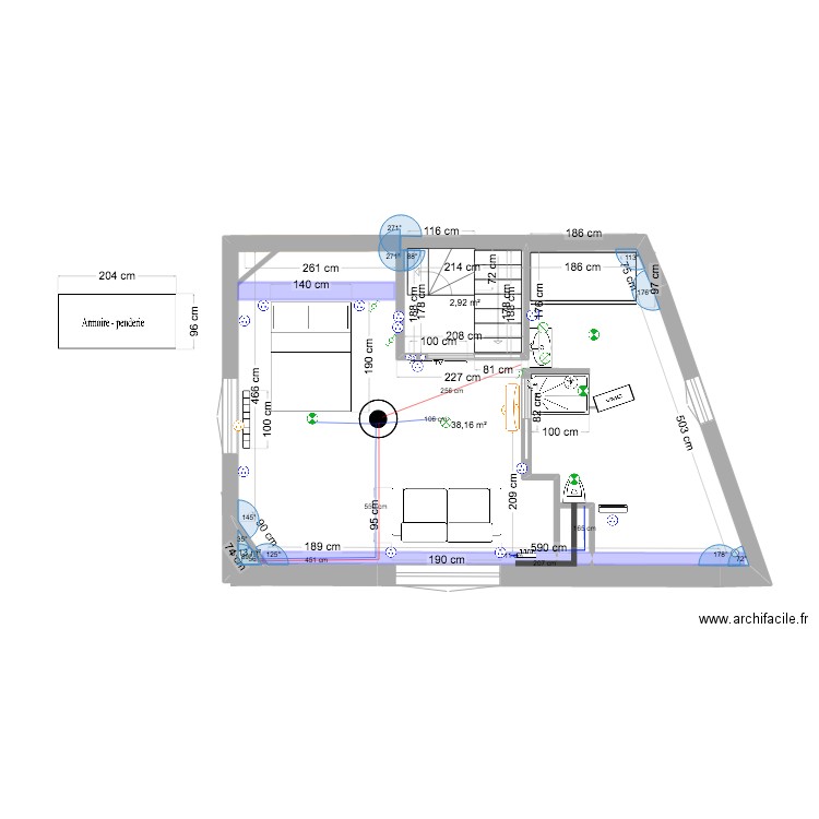 PLAN Elec Irina nov2024. Plan de 3 pièces et 42 m2