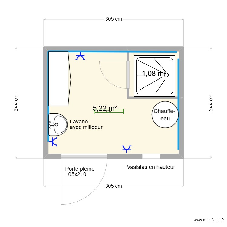 SNCB Liège. Plan de 2 pièces et 6 m2