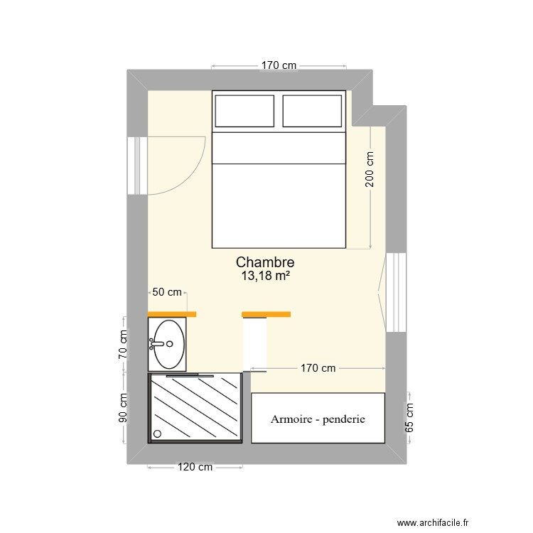 MARSTER ROOM. Plan de 1 pièce et 13 m2