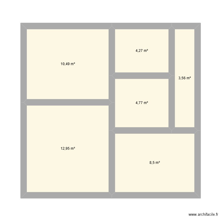 Robert. Plan de 6 pièces et 45 m2