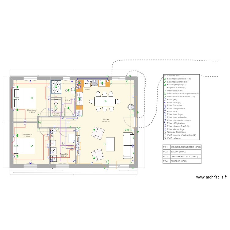 Maison de Momo PC. Plan de 7 pièces et 76 m2