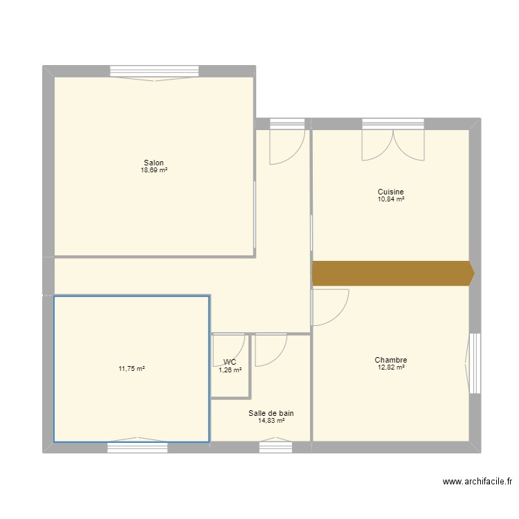 la couronne 1. Plan de 6 pièces et 70 m2