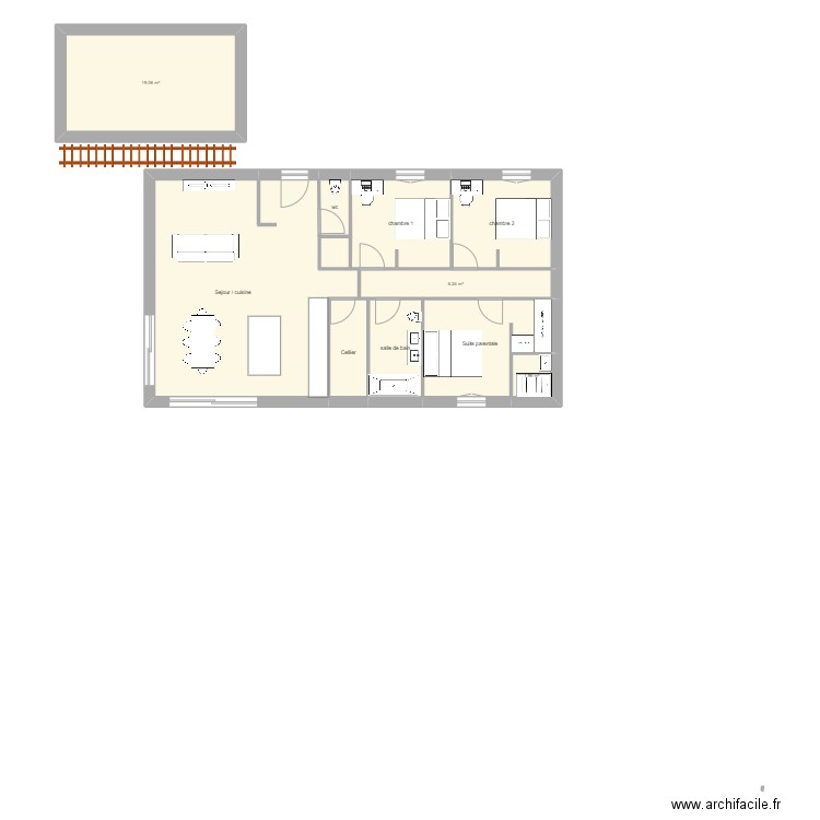 MAISONS. Plan de 10 pièces et 116 m2