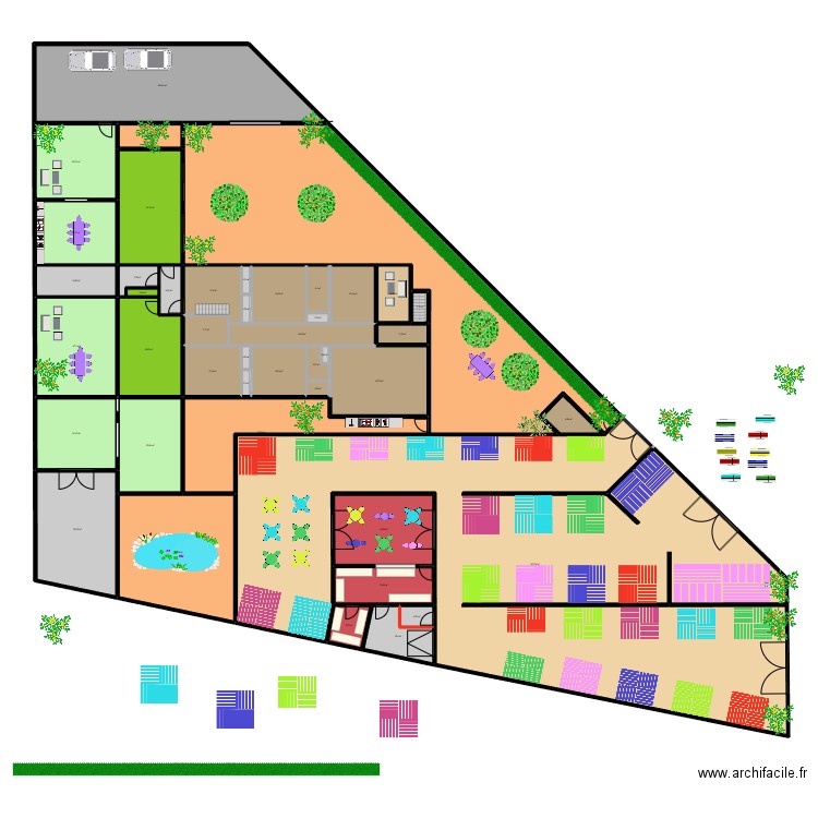 RESTO NORD + STANDS 0811. Plan de 44 pièces et 1834 m2