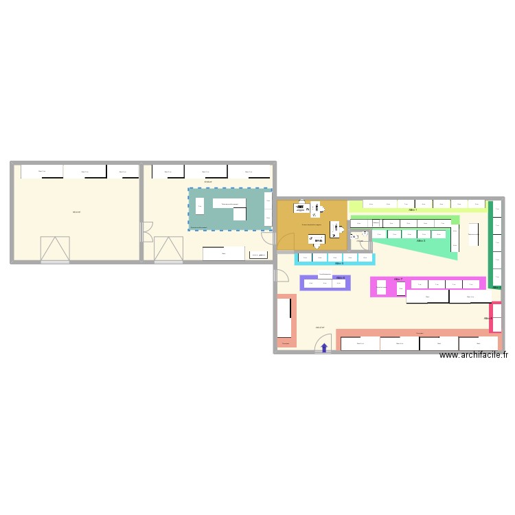 magasin . Plan de 4 pièces et 412 m2