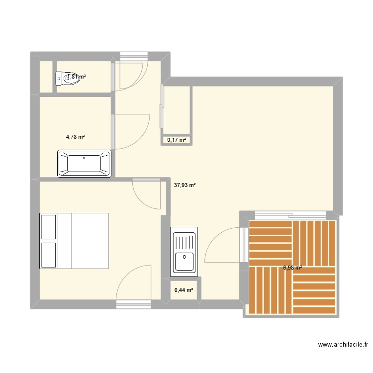 Appartement Champagne au Mont d'Or. Plan de 6 pièces et 53 m2