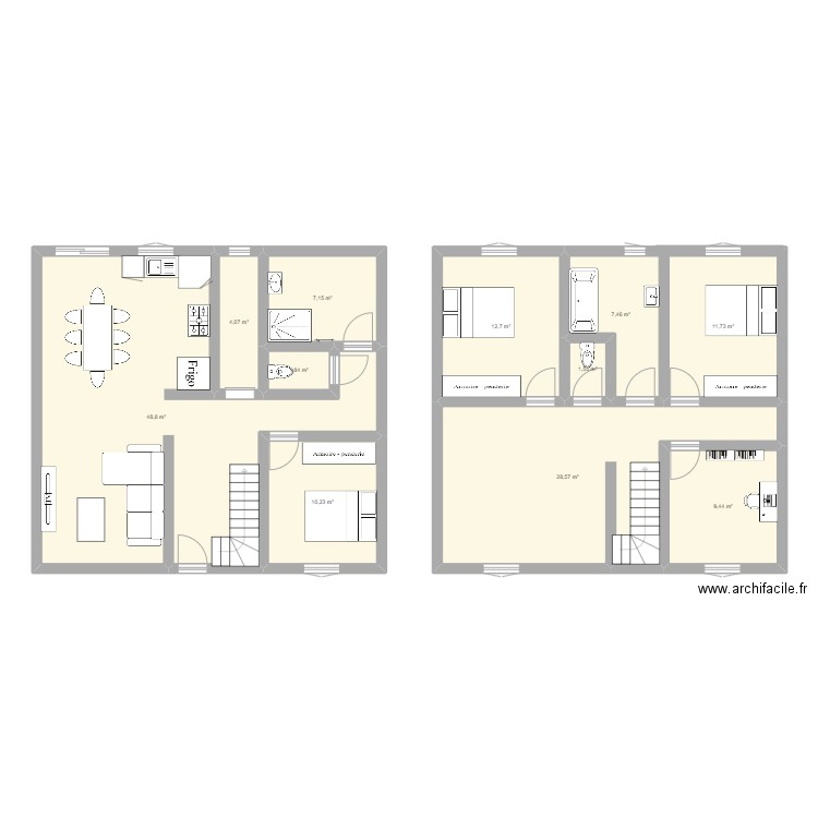 Projet 1. Plan de 11 pièces et 144 m2