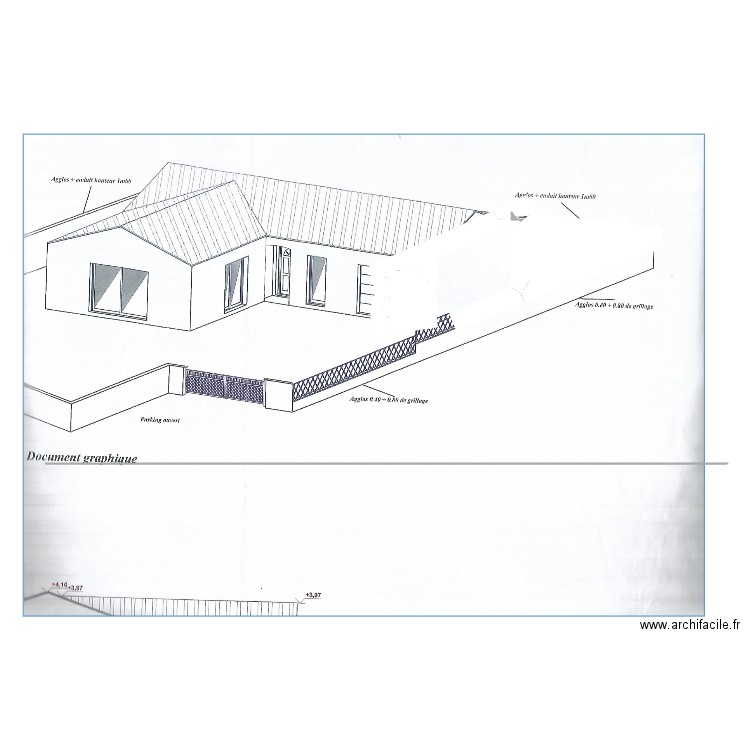 Croquis 3D. Plan de 1 pièce et 4 m2