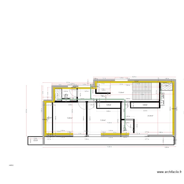 1 er mazurier lundi amenagement. Plan de 17 pièces et 75 m2