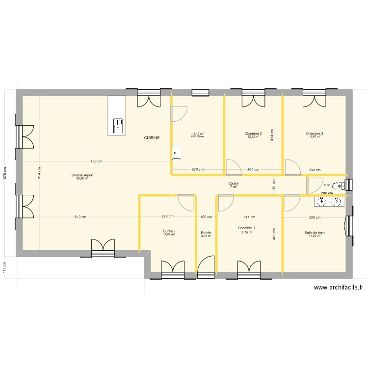 Plan Fabienne. Plan de 9 pièces et 147 m2