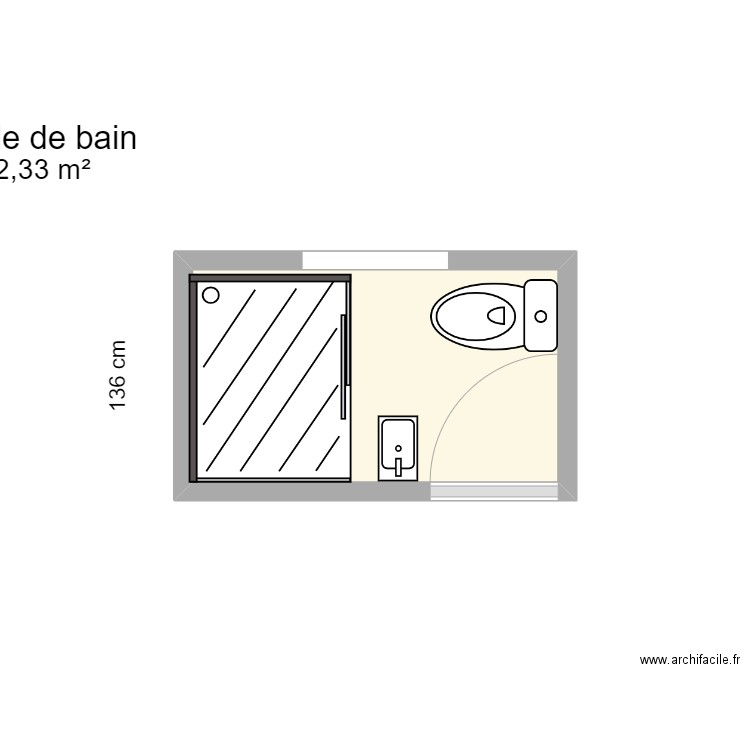 petit wc. Plan de 1 pièce et 2 m2