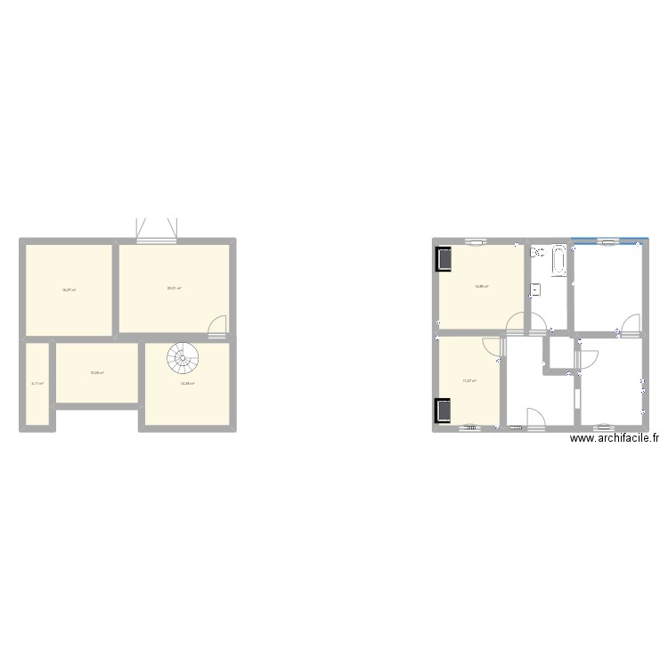 maison 1. Plan de 7 pièces et 91 m2