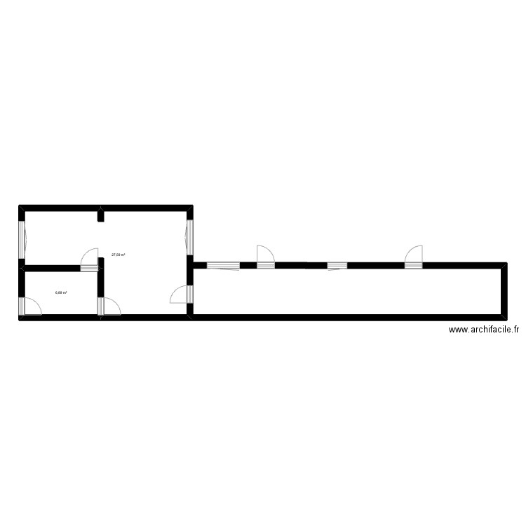 maison. Plan de 2 pièces et 34 m2