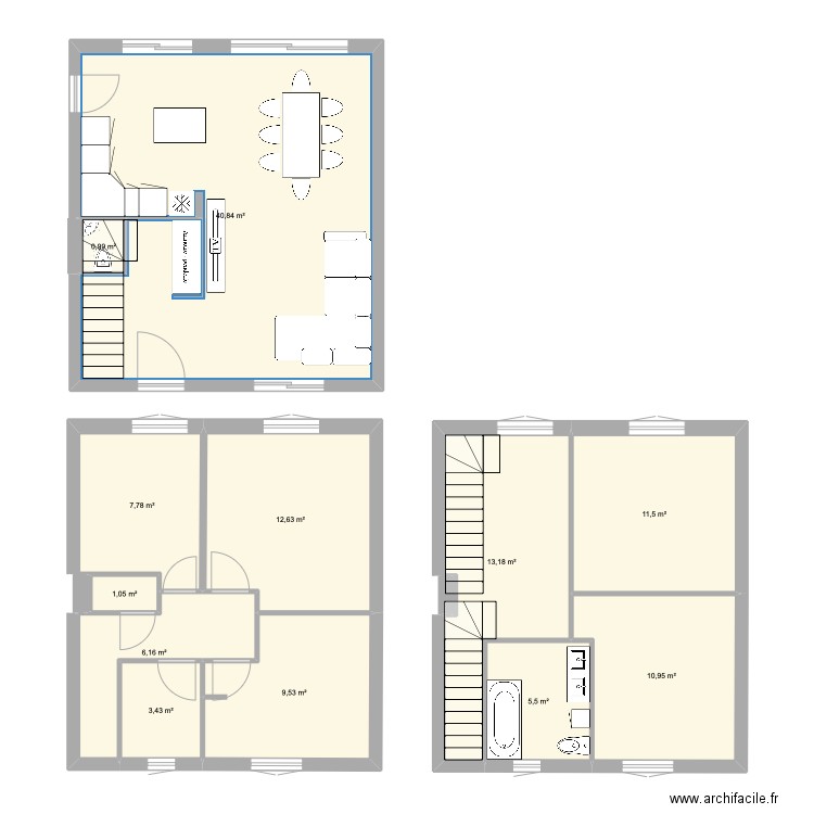 Evian. Plan de 12 pièces et 124 m2