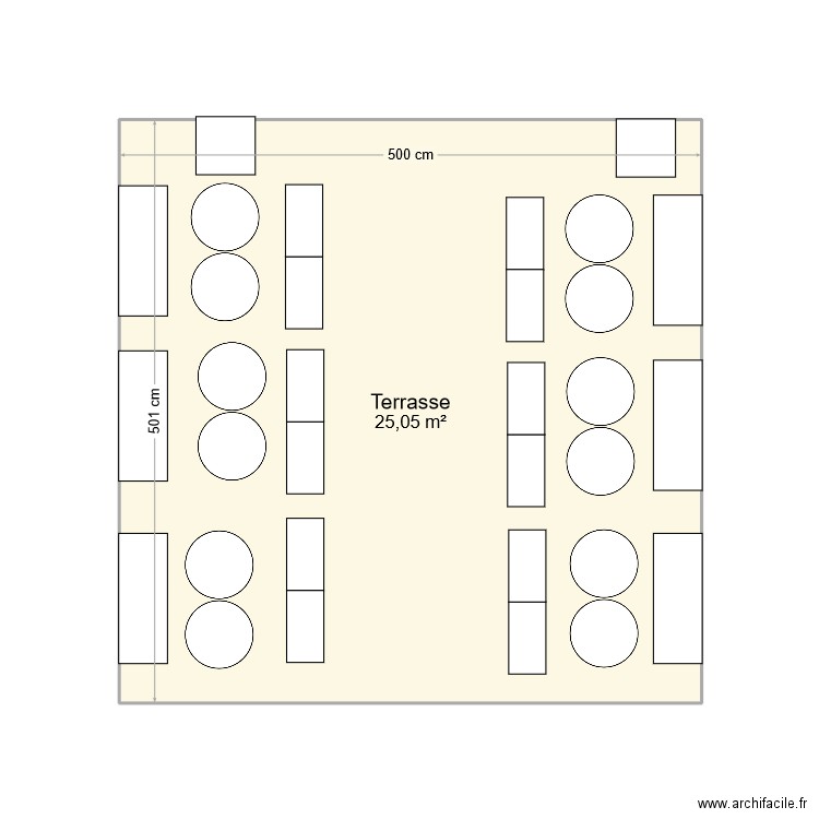 terrasse smok'ybill. Plan de 1 pièce et 25 m2