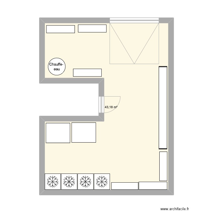 GARGE. Plan de 1 pièce et 43 m2