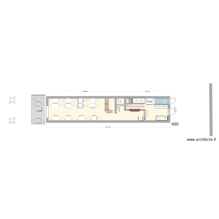 Restau Demi v4. Plan de 1 pièce et 40 m2