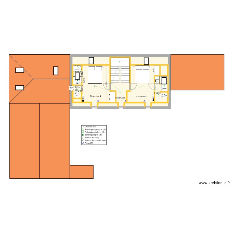 GERM 2ND VF. Plan de 10 pièces et 55 m2