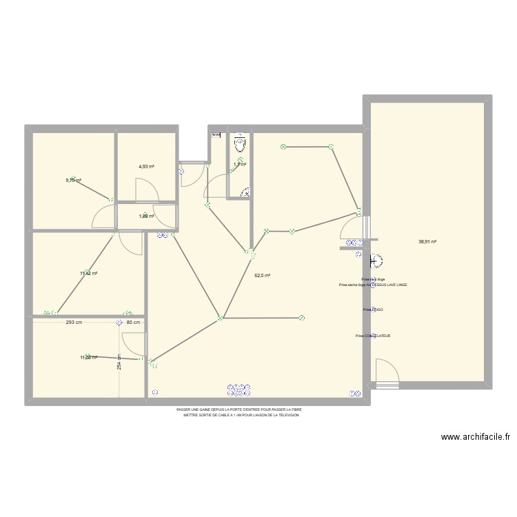 BROSSEAU. Plan de 8 pièces et 142 m2