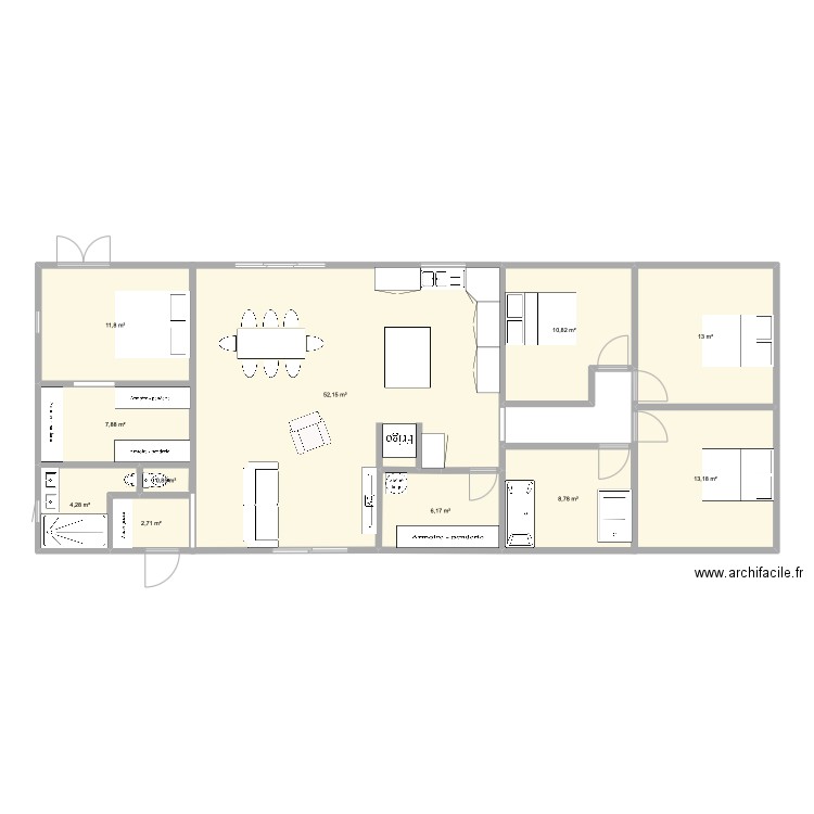 plan maisonhh. Plan de 11 pièces et 132 m2