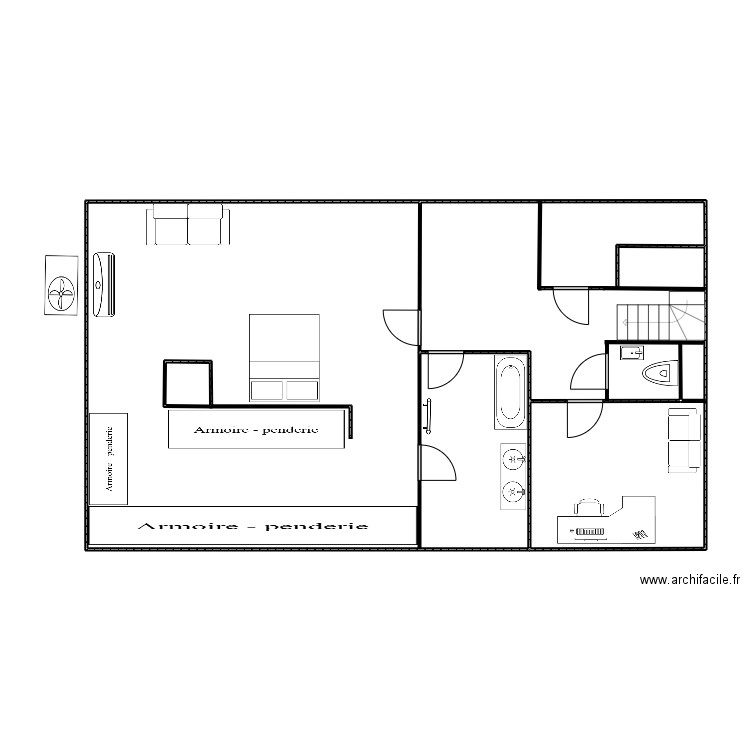 loic meublé. Plan de 3 pièces et 109 m2