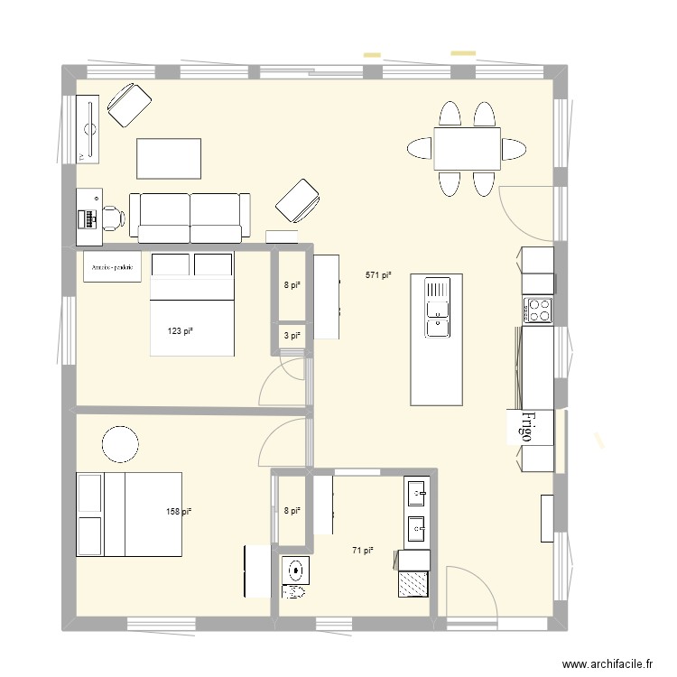 chaslet gris. Plan de 7 pièces et 87 m2