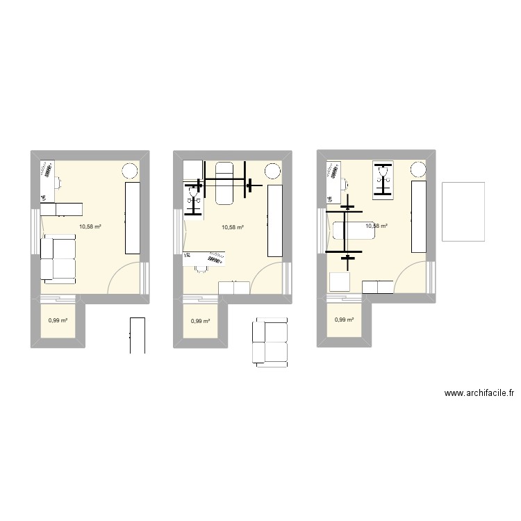 Bureau. Plan de 6 pièces et 35 m2