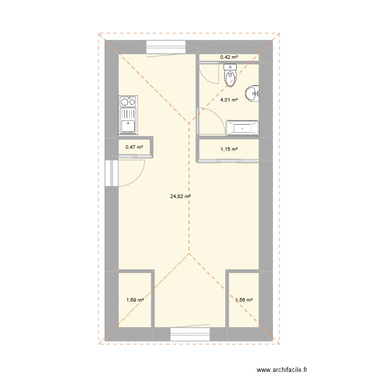 lorient. Plan de 7 pièces et 34 m2