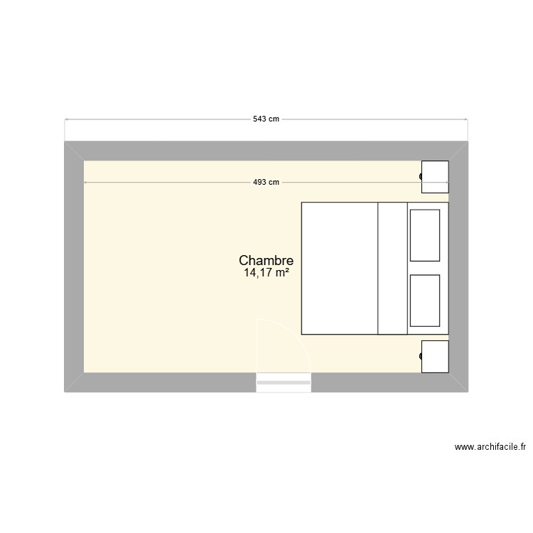 Chambre papa maman . Plan de 1 pièce et 14 m2