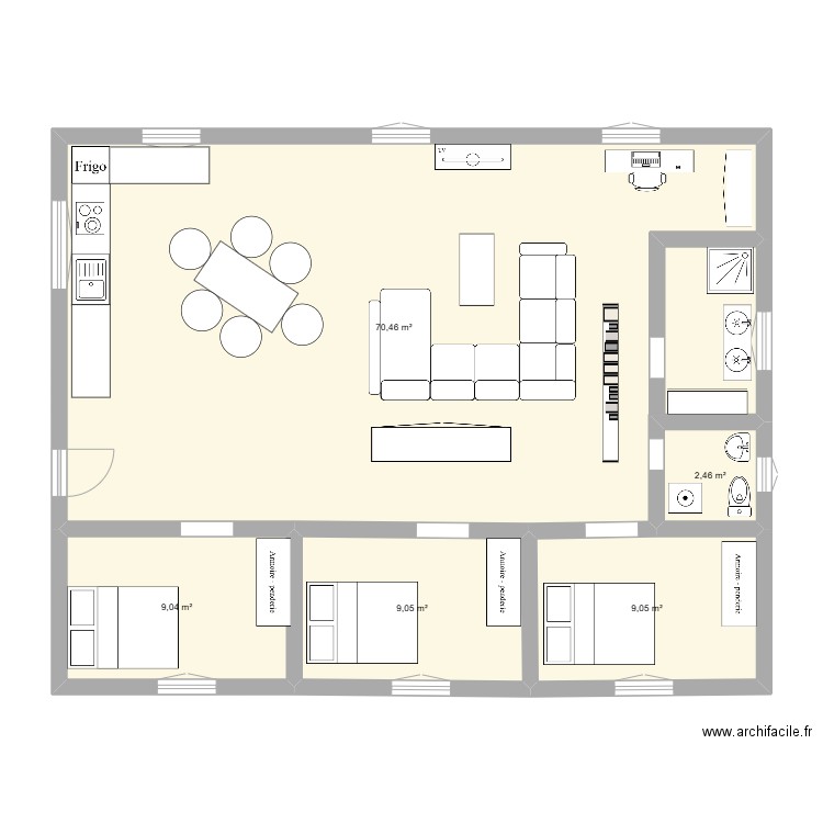 Plan étage. Plan de 5 pièces et 100 m2