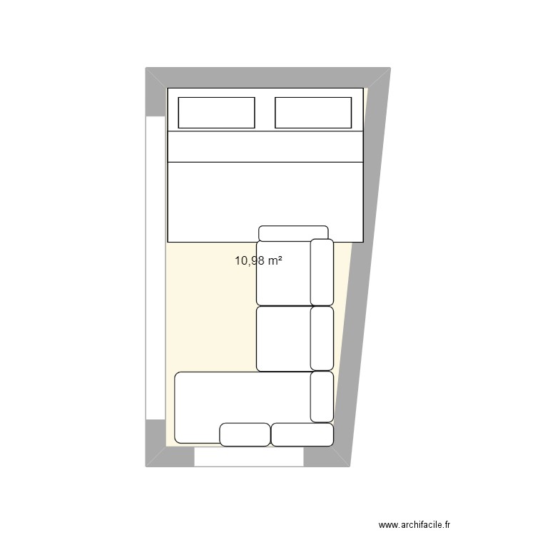 extérieur. Plan de 1 pièce et 11 m2