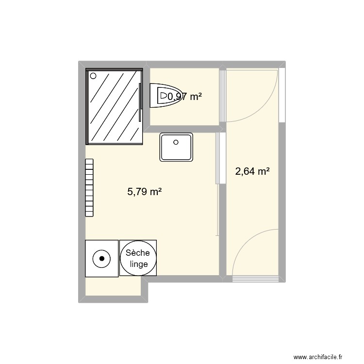 Alicia2. Plan de 3 pièces et 9 m2