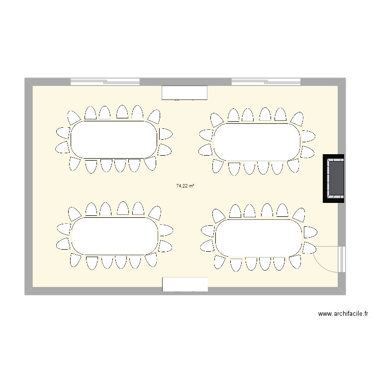 Grand Salon 1 - Primeurs. Plan de 1 pièce et 74 m2