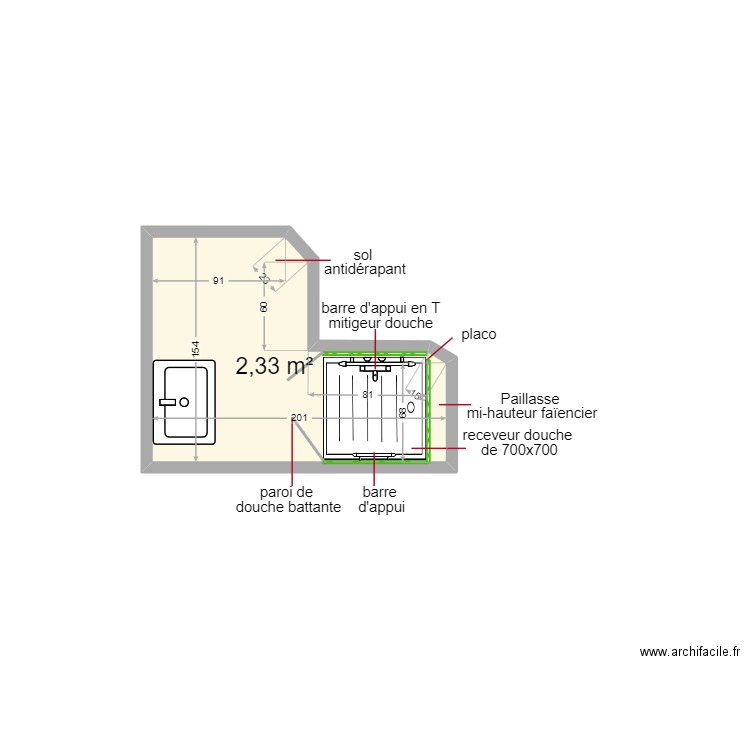 hays jeannine . Plan de 1 pièce et 2 m2