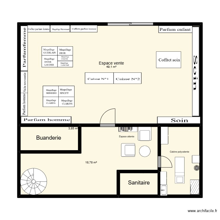 RDC marionnaud villars. Plan de 5 pièces et 81 m2