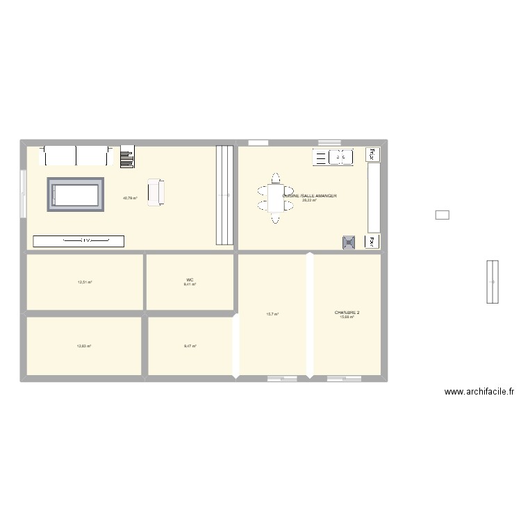 plan. Plan de 8 pièces et 145 m2