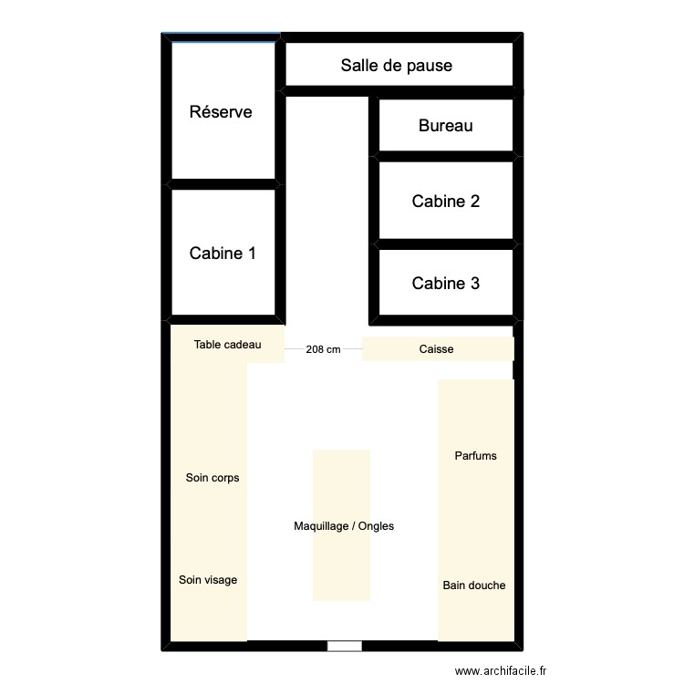 Yves Rocher . Plan de 6 pièces et 45 m2